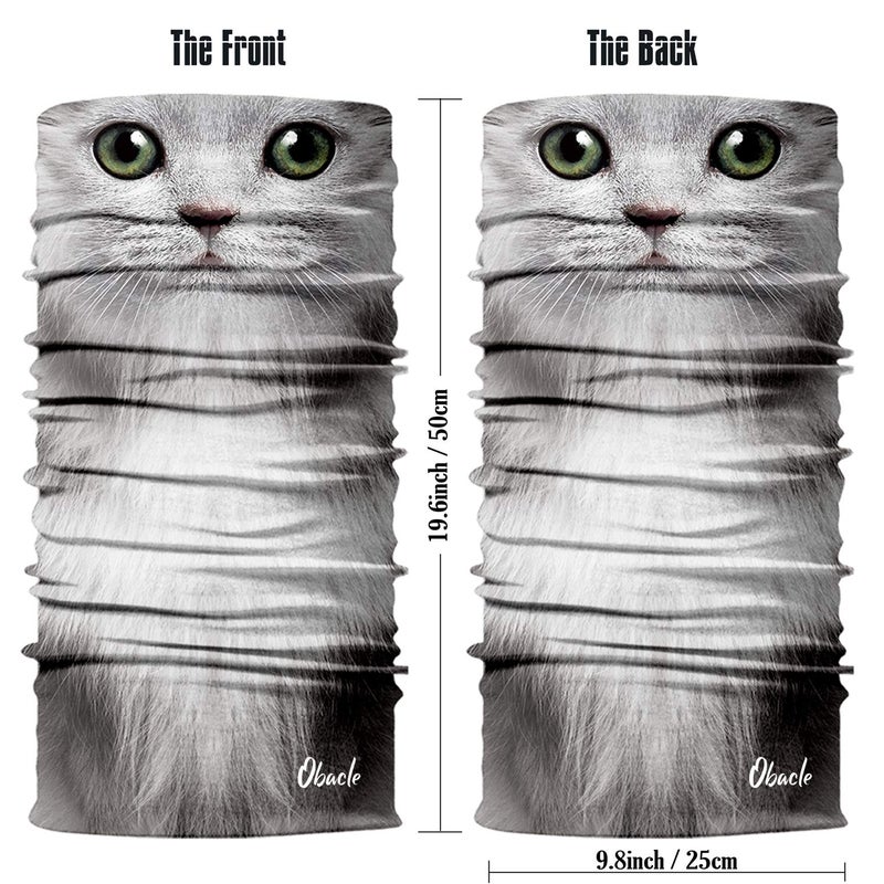 Obacle Cat Half Face Mask Sun Dust Wind Protection Durable Breathable Seamless Face Mask for Men Women, Lightweight Thin Neck Gaiter for Outdoor Sports Gifts (Cat Cute Gray Hair) - Image 3